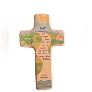 Wooden Cross Wall Art German Prayer